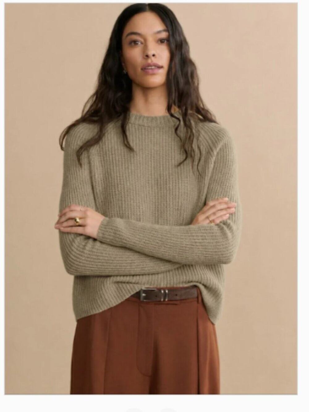 Jenni Kayne Cashmere Fisherman Cashmere Sweater Sage Sz L